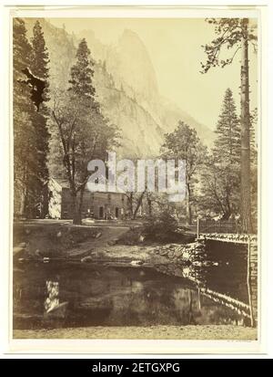 Foto, Hutching's Hotel am Fuße des Sentinel, Yosemite, 1861–66 Stockfoto