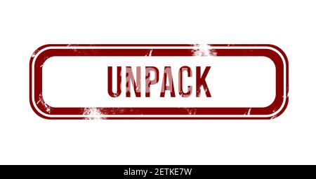 Auspacken - Rot grunge-Taste, Stempel Stockfoto