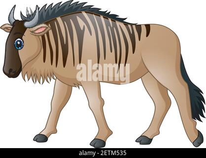 Vektor-Illustration von Cartoon wildebeest Maskottchen Stock Vektor