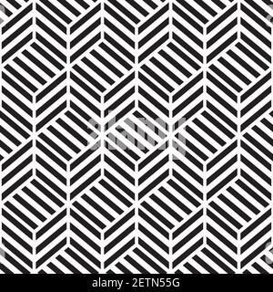Ein Nahtloses Retro-Muster mit schwarz-weißen geometrischen Motiven. Stock Vektor