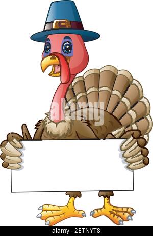 Vektor-Illustration von Cartoon türkei mit leerem Zeichen Stock Vektor