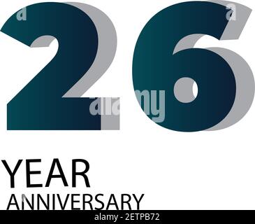 26 Jahre Jubiläum Vektor Vorlage Design Illustration Blau Elegant Weiß Hintergrund Stock Vektor