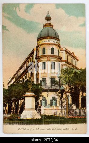 Alte Ägyptische Postkarte Werbung Savoy Hotel Cairo Stockfoto