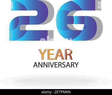 26 Jahre Jubiläum Vektor Vorlage Design Illustration Blau Elegant Weiß Hintergrund Stock Vektor