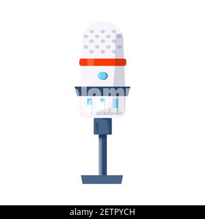 Mikrofon-Vektor-Symbol für Medien-Podcast, Media-Hosting. Design-Template-Set für Aufnahme Studio Symbol, Logo, Emblem und Label. Sprachzeichen, Farbe tr Stock Vektor