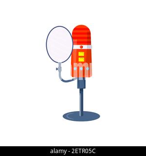 Mikrofon-Vektor-Symbol für Medien-Podcast, Media-Hosting. Design-Template-Set für Aufnahme Studio Symbol, Logo, Emblem und Label. Sprachzeichen, Farbe tr Stock Vektor