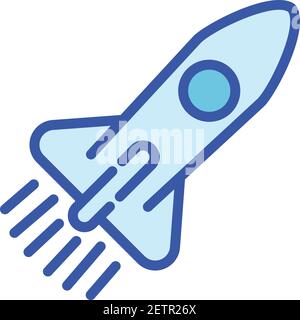 Symbol für die Flugrakete. Umriss fliegenden Raum Rakete Vektor-Symbol für Web-Design isoliert auf weißem Hintergrund Stock Vektor
