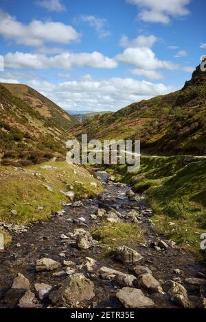 Das Carding Mill Valley in der Nähe von Kirche Stretton auf The Long Mynd in den Hügeln von Shropshire, England UK. Stockfoto