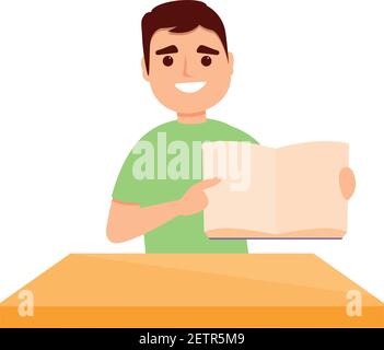Viel Spaß beim Lesen, junge Ikone. Cartoon von glücklich Lesung junge Vektor-Symbol für Web-Design isoliert auf weißem Hintergrund Stock Vektor