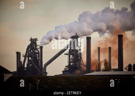 Sonnenaufgang in Scunthorpe, Lincolnshire Steelworks British Steel Limited Stockfoto