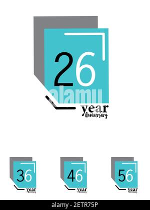 Set 26 Jahr Jubiläum Vektor Vorlage Design Illustration Blue Box Eleganter Weißer Hintergrund Stock Vektor