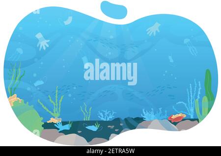 Meeresverschmutzung 2D Vektor-Webbanner, Poster Stock Vektor