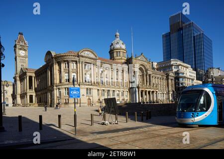 Birmingham City Centre Wahrzeichen Grade II* denkmalgeschützten Council House, Victoria Square und Uhrenturm von Architekt Yeoville Thomason in Victoria Square Stockfoto