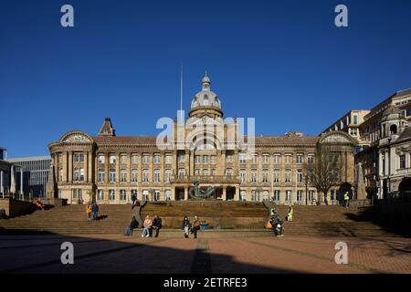 Birmingham City Centre Wahrzeichen Grade II* denkmalgeschützten Ratshaus, Victoria Square, und der Fluss, besser bekannt als die Floozie im Whirlpool Stockfoto