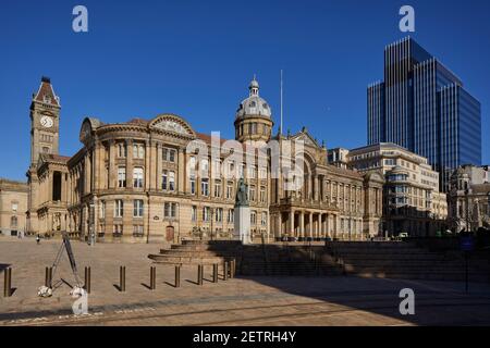 Birmingham City Centre Wahrzeichen Grade II* denkmalgeschützten Council House, Victoria Square und Uhrenturm von Architekt Yeoville Thomason in Victoria Square Stockfoto