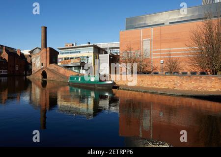 Birmingham Stadtzentrum Wahrzeichen Regency Wharf Pub auf der Birmingham Canal Old Line Becken Marina Stockfoto