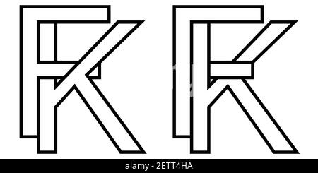 Logo Zeichen fk, kf Symbol Zeichen Zeilensprungbuchstaben K, F Vektor Logo kf, fk erste Großbuchstaben Muster Alphabet k f Stock Vektor