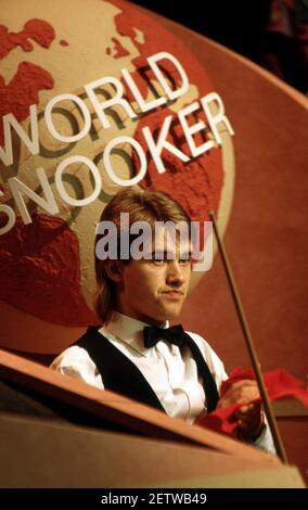 Stephen Hendry Snookerweltmeisterschaft 1989 Foto von Tony Henshaw Stockfoto