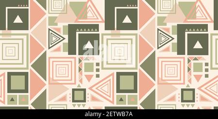 Abstraktes geometrisches Muster. Nahtloser Hintergrund in ruhigen Farben. Modische Qualität und Textil-Dessin. Geometrischer Hintergrund. Stock Vektor