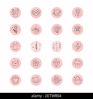 Handgezeichnete instagram Highlights Vektor Illustration. Stock Vektor