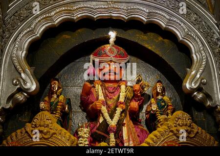 Replik Statue von lord Khandoba des Jejuri Temple, Indien. Stockfoto