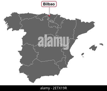 Karte von Spanien mit Ortsbezeichnung von Bilbao Stockfoto