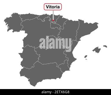 Ort Namensschild Vitoria auf der Karte von Spanien Stockfoto