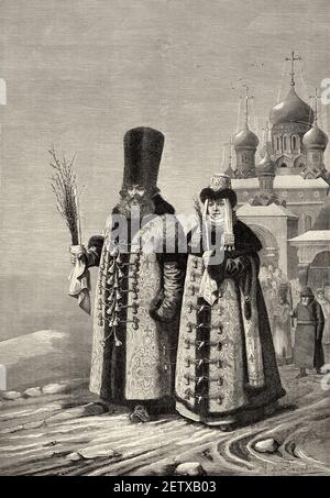 Osterprozession in Palmsonntag, Russland 17th Jahrhundert. Europa. Alte 19th Jahrhundert gravierte Illustration, El Mundo Ilustrado 1881 Stockfoto