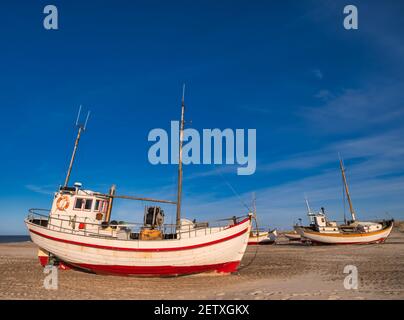 Slettestrand Cutter Fischerboot für traditionelle Fischerei im Norden Küste in Dänemark Stockfoto