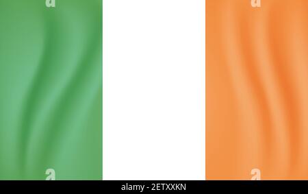 Irland Flagge mit winkender Grunge Textur. Vektorhintergrund. Stock Vektor