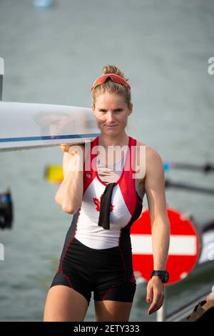 Linz, Österreich, Donnerstag, 29th. Aug 2019, FISA World Ruder Championship, Regatta, Boat Park Area, [Pflichtnachweis; Peter SPURRIER/Intersport Images] 08:24:33 29.08.19 Stockfoto