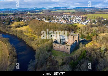 Doune Castle am Ufer des Flusses Teith, Doune, Stirling District, Schottland. Stockfoto