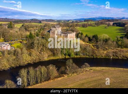 Doune Castle am Ufer des Flusses Teith, Doune, Stirling District, Schottland. Stockfoto