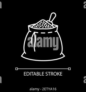 Gerades lineares Symbol in Sack weiß für dunkles Thema Stock Vektor