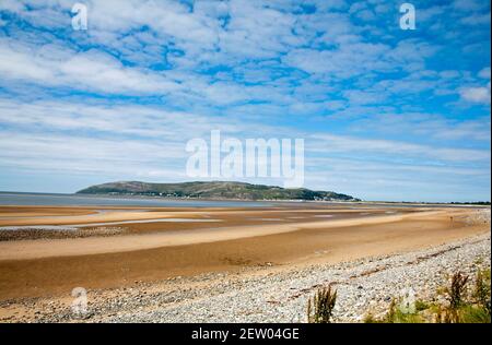 Der Great Orme Blick über Conwy Sands von Morfa Conwy Snowdonia Nordwales Stockfoto