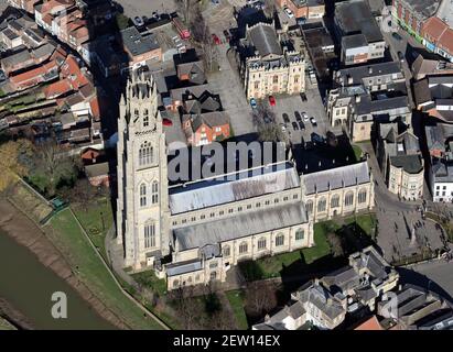 Luftaufnahme der St Botolph's Church oder der Boston Stump, Boston, Lincolnshire, Großbritannien Stockfoto