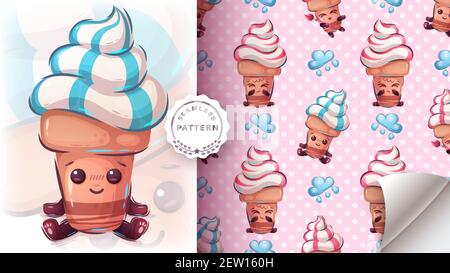 Süßes Eis – Nahtloses Muster Stock Vektor