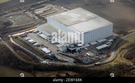 Luftaufnahme des NewCold Cold-Lagerhauses in Stanley In der Nähe von Wakefield Stockfoto