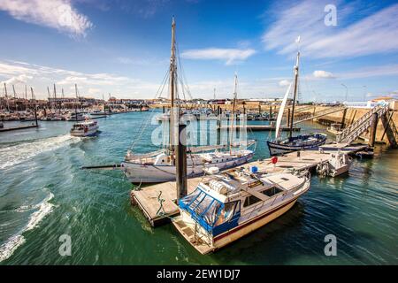 Frankreich, Vendée (85), île de Noirmoutier, Noirmoutier-en-l'Ile, le Port de pêche de l'Herbaudière Stockfoto