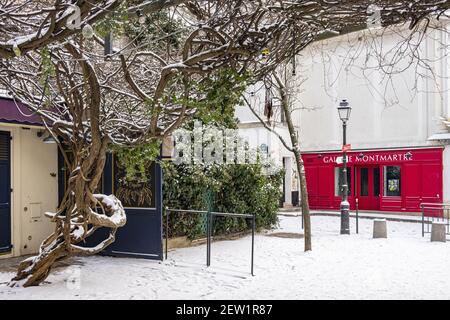 France, Paris, Montmartre under the snow Stockfoto