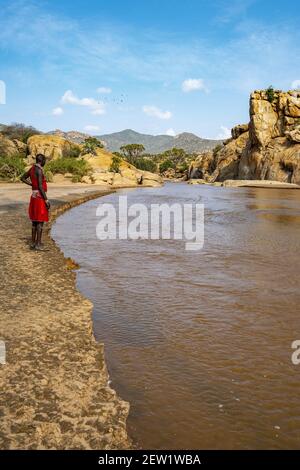 Kenia, Shaba Reserve, Ewaso Ngiro River Stockfoto