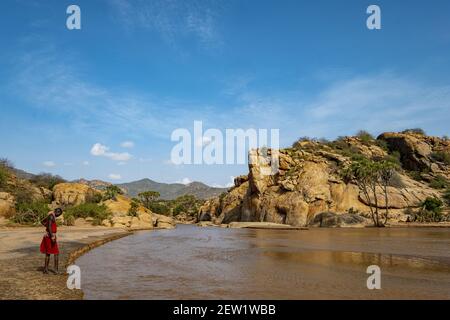 Kenia, Shaba Reserve, Ewaso Ngiro River Stockfoto