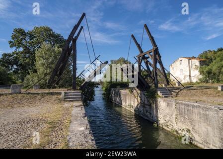 Frankreich, Bouches du Rhône (13), Viarhôna, Arles, die Langlois-Brücke bekannt als Van Gogh-Brücke Stockfoto