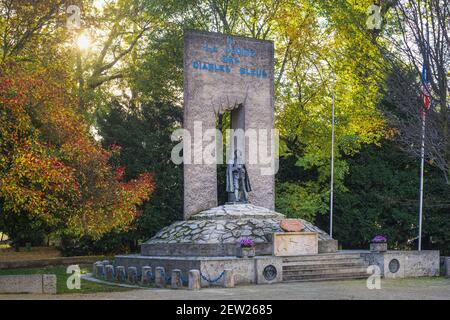 Frankreich, Isere, Grenoble, Paul Mistral Park, Denkmal für die Diables Bleus, Hommage an die Berginfanteristen, die während des Ersten Weltkriegs für Frankreich starben Stockfoto