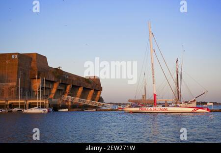 Frankreich, Morbihan (56), Lorient, Cité de la Voile Éric Tabarly, conçue par l'architecte Jacques Ferrier Stockfoto