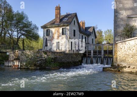 Frankreich, Indre et Loire, Loire-Tal als Weltkulturerbe der UNESCO, Saché, Balzac hat diese Reise mit dem Boot auf der Indre, als er zu seinen Freunden ging, wie er in der Lys im Tal erzählt, die Mühle der Chevrière bekannt als Moulin Vert Stockfoto