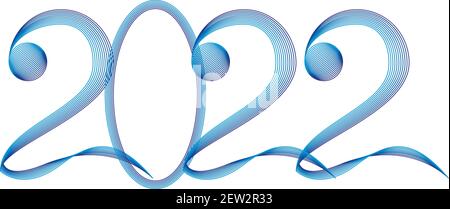 Plakat-Design für das neue Jahr. Dekorieren Zahlen 2022 mit bunten Striche Effekt. Vektorgrafik. EPS 10 Stock Vektor