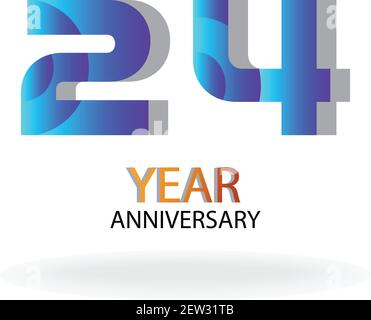 24 Jahre Jubiläum Vektor Vorlage Design Illustration Blau Elegant Weiß Hintergrund Stock Vektor