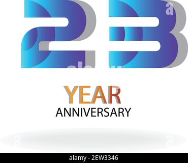 23 Jahre Jubiläum Vektor Vorlage Design Illustration Blau Elegant Weiß Hintergrund Stock Vektor