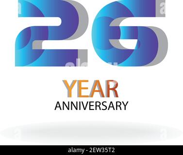 26 Jahre Jubiläum Vektor Vorlage Design Illustration Blau Elegant Weiß Hintergrund Stock Vektor